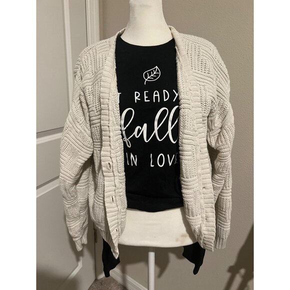 Womens Woods & Gray white-knit button-down casual  cardigan MEDIUM - Picture 7 of 7